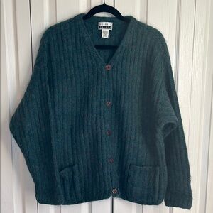 Vintage Express Tricot Mohair Blend Knit Cardigan. Teal. Size Medium